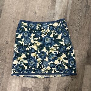 Loft Floral Blue and Cream Skirt